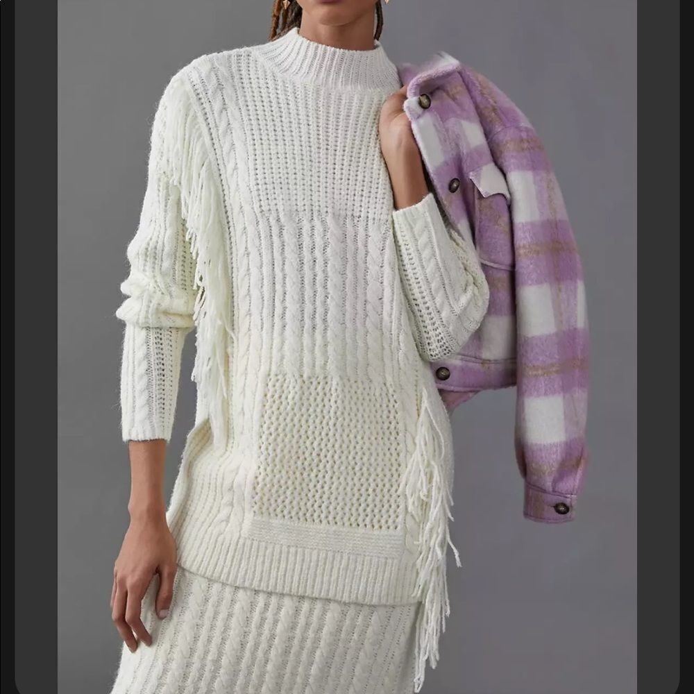 NWT Anthropologie Francie Fringed Sweater XS #219